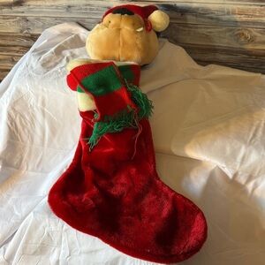 Red Christmas Stocking with Bear Plush